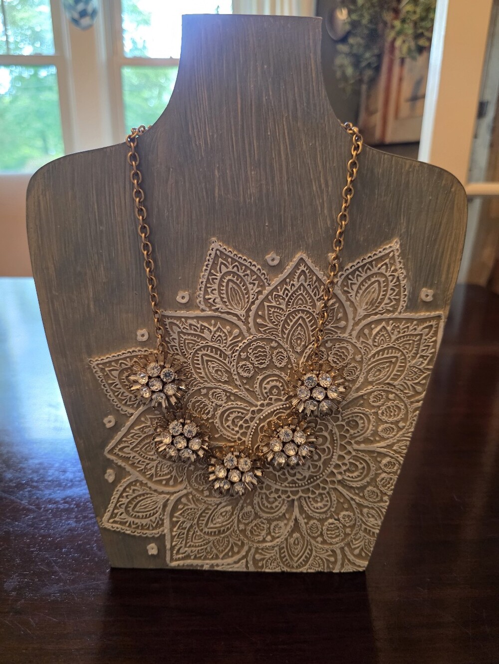 J. Crew Factory Gold Crystal Floral Statement Necklace - Women Jewelry